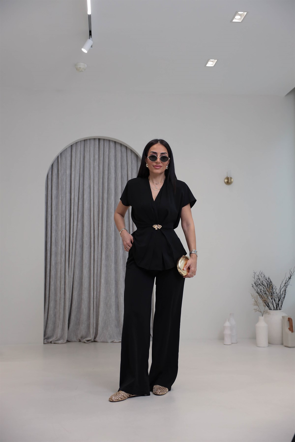 7286 Vatkalı Önü Aksesuarlı Takım SİYAH