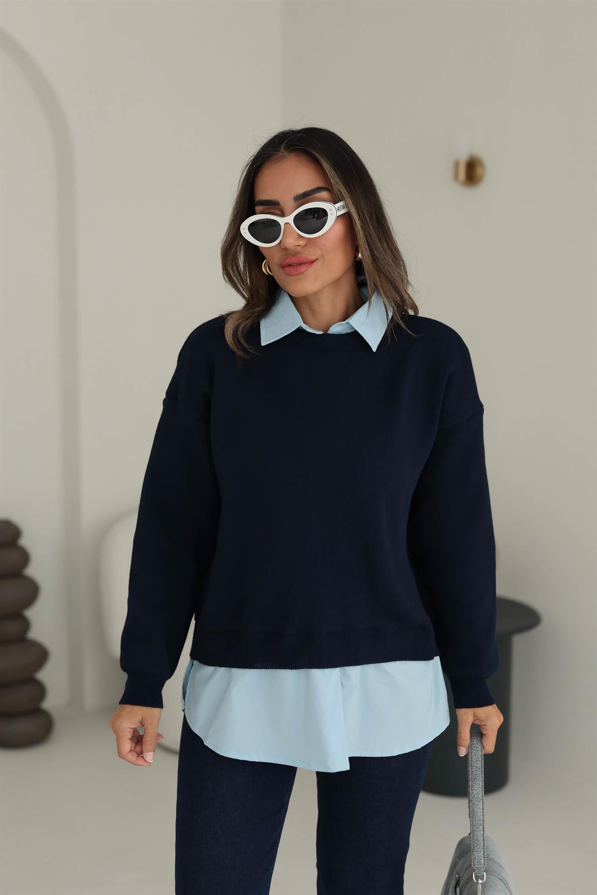 0050 Gömlek Detaylı Triko