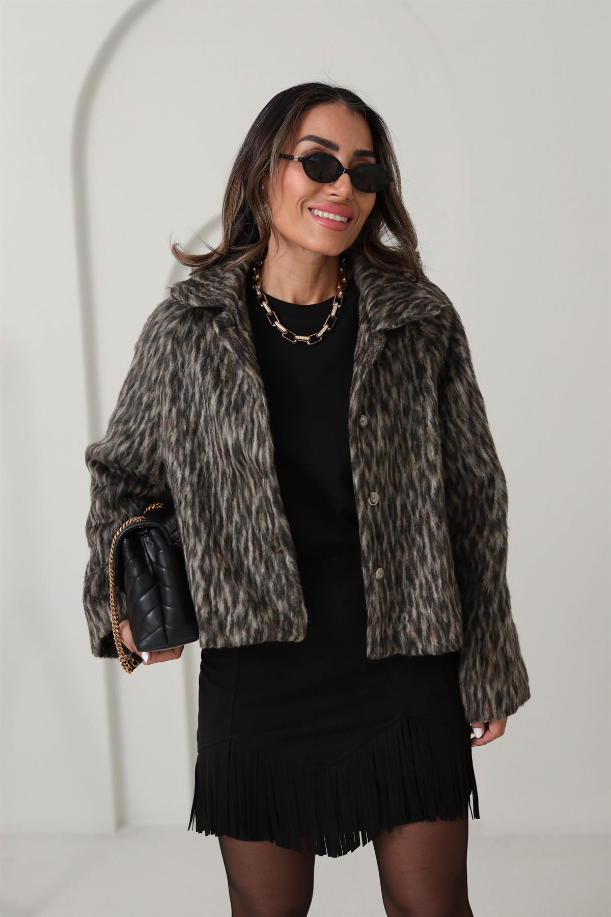 6206 Massi Model Leopar Kaşe Ceket LEOPAR