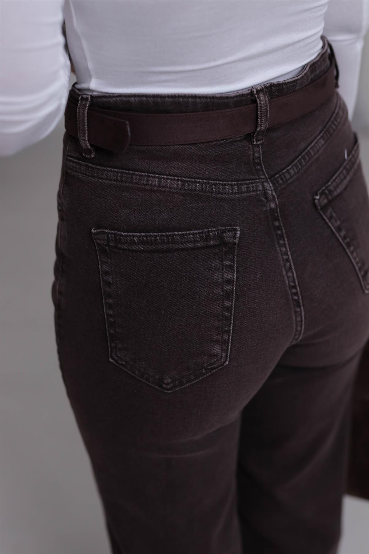 1071 Yüksek Bel Dökümlü Palazzo Jean ACI KAHVE