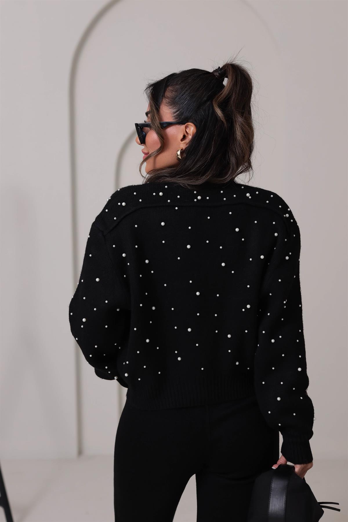 2238 İnci Detay Triko Bomber Ceket