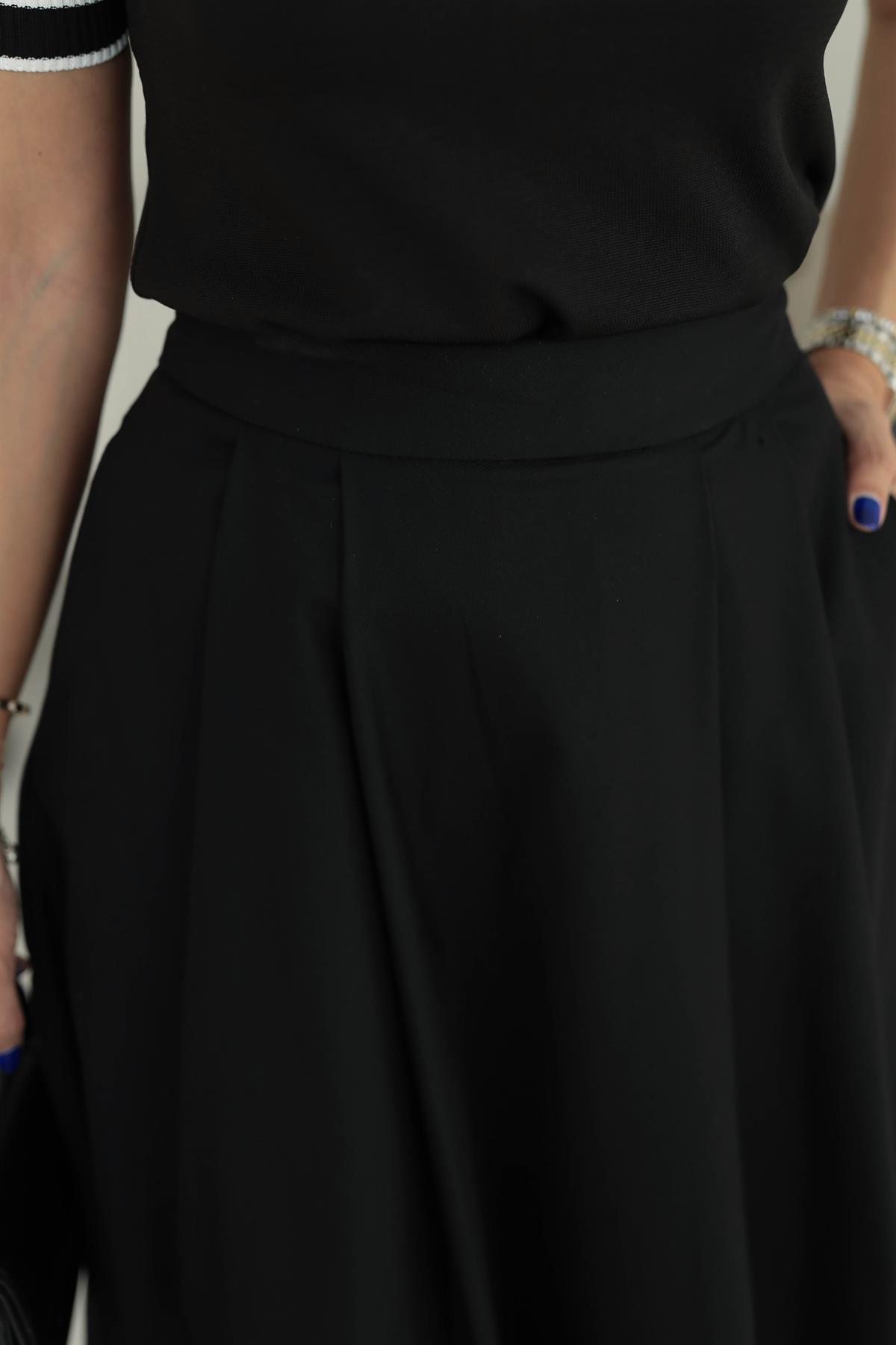 5152K Kloş Midi Etek SİYAH