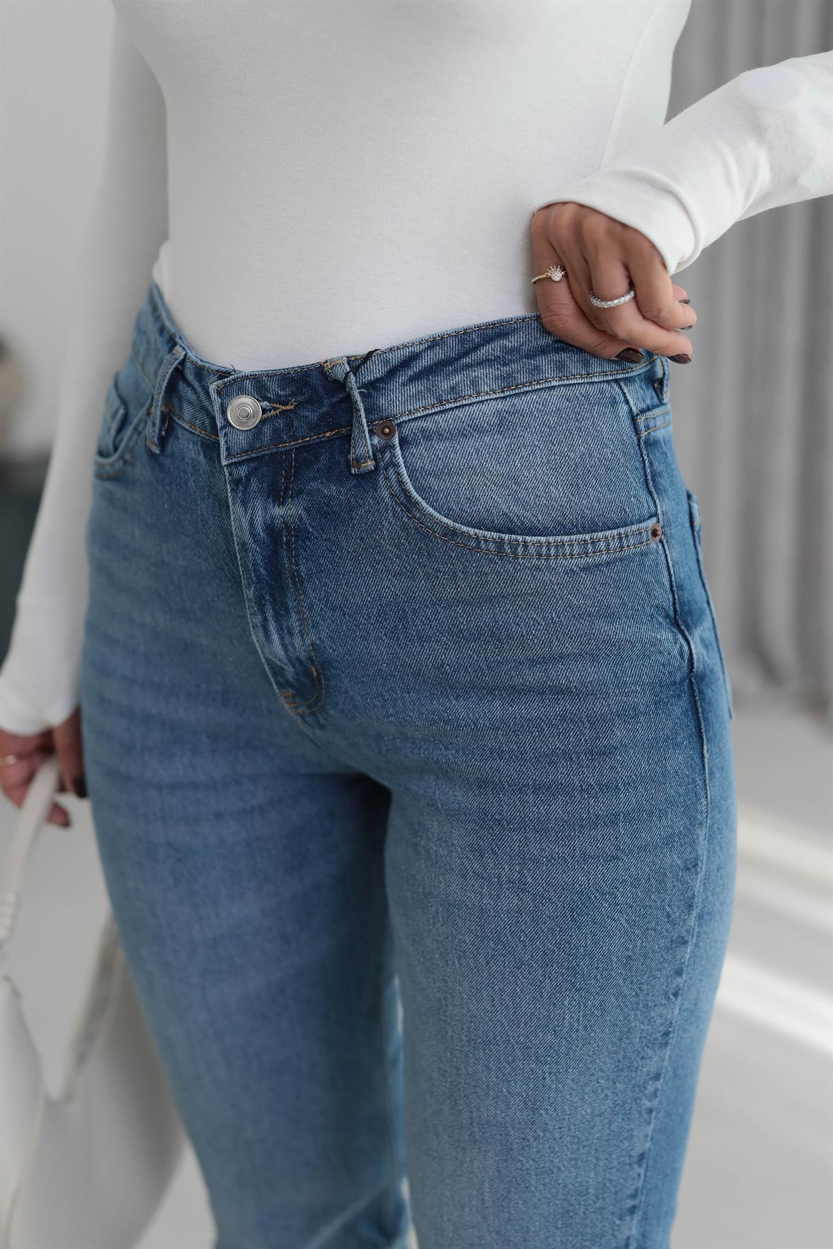 Za Likralı Straight Fit Jean AÇIK MAVİ