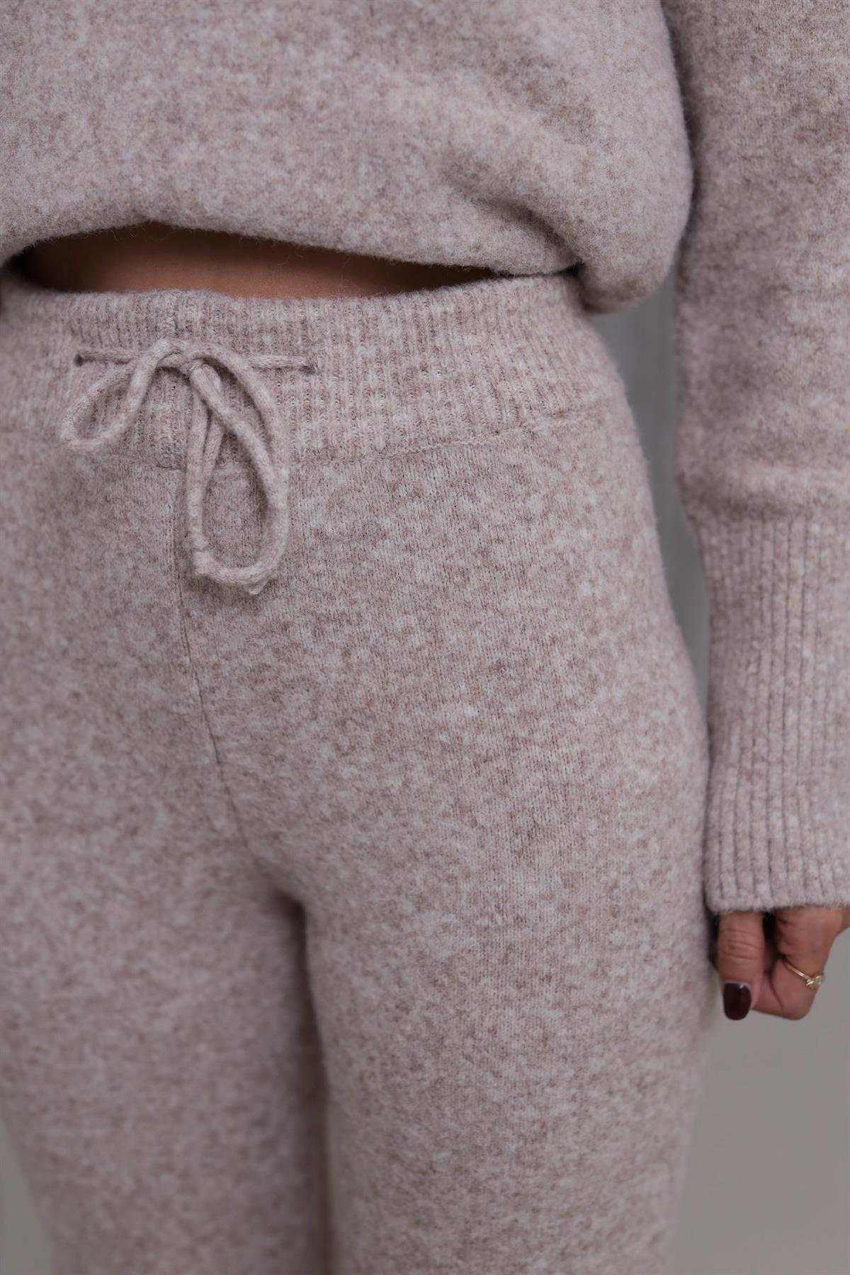 5051 Bağcıklı Triko Pantolon VİZON