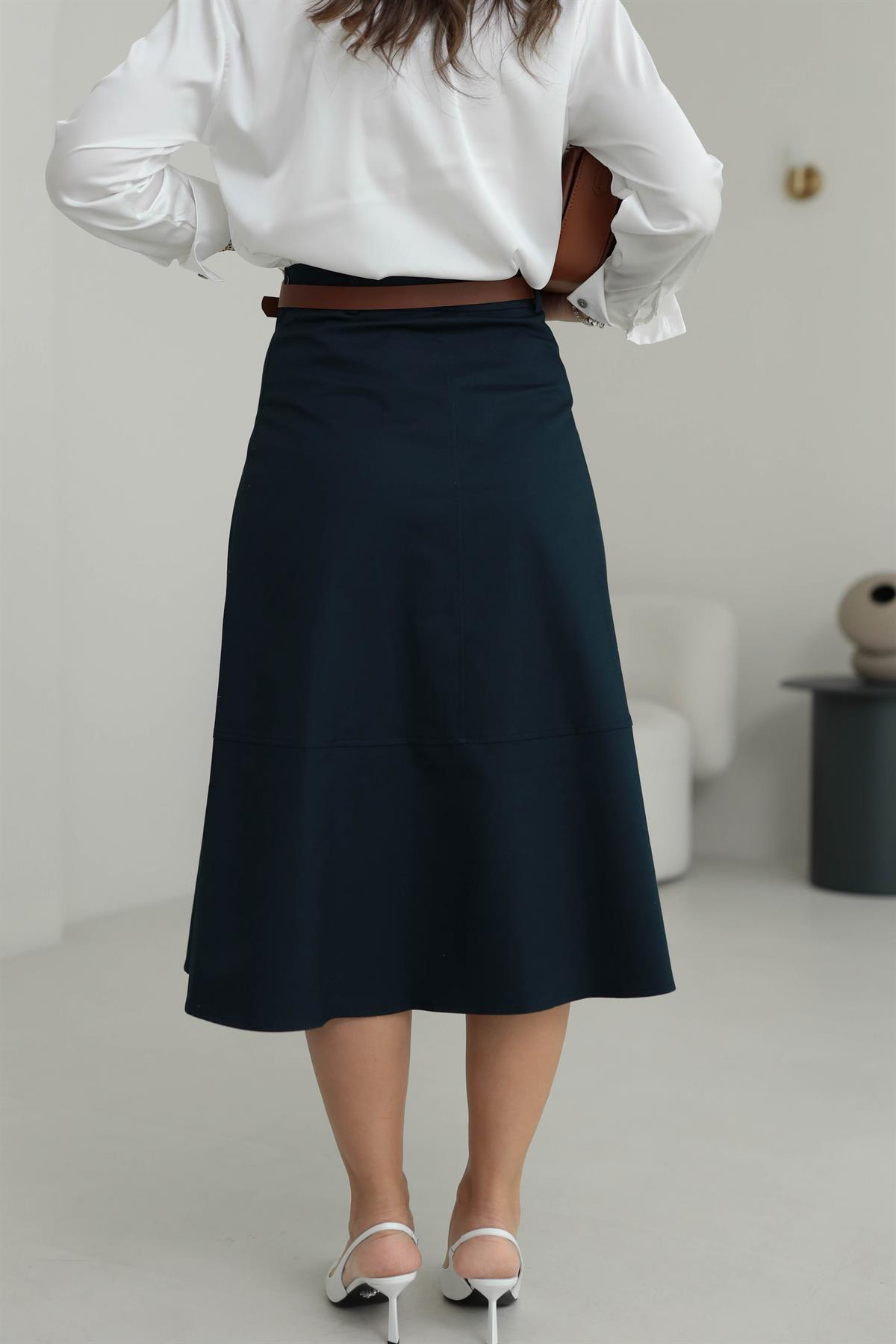 1967 Kemerli Midi Boy Etek PETROLYEŞİLİ