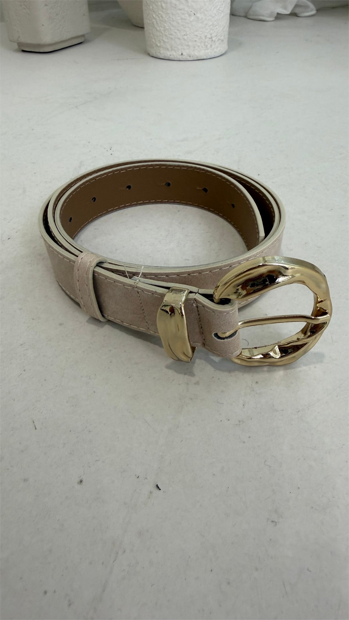 2822 Oval Tokalı Kemer BEJ