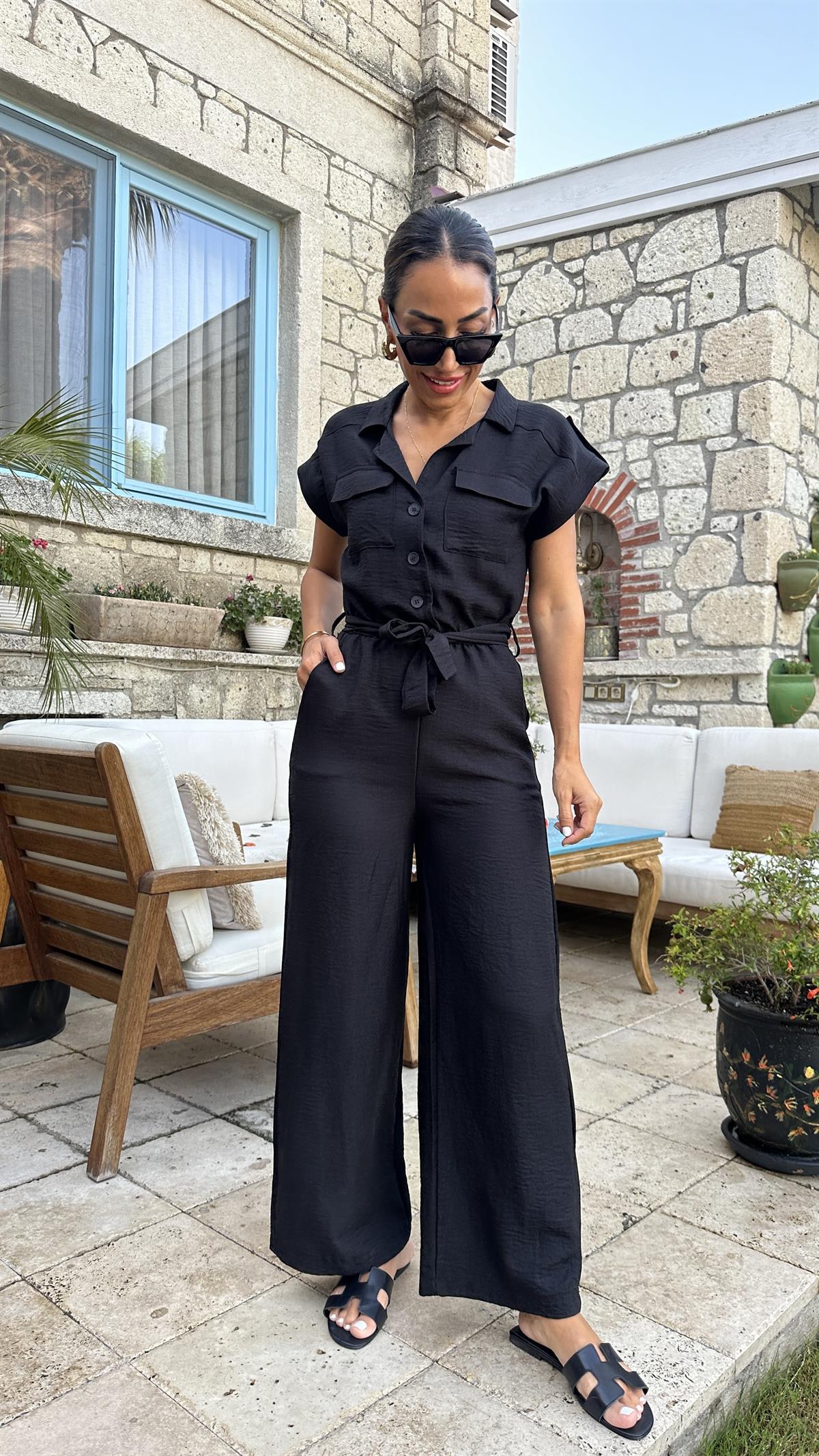 7174 Apoletli Cep Detaylı Rahat Tulum