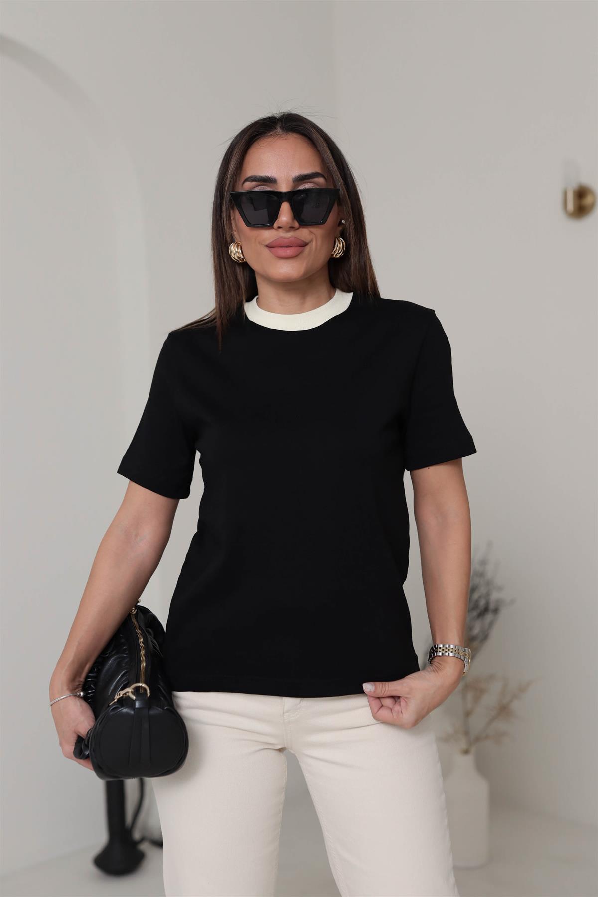 1069 Yaka Ribanalı Thisrt SİYAH