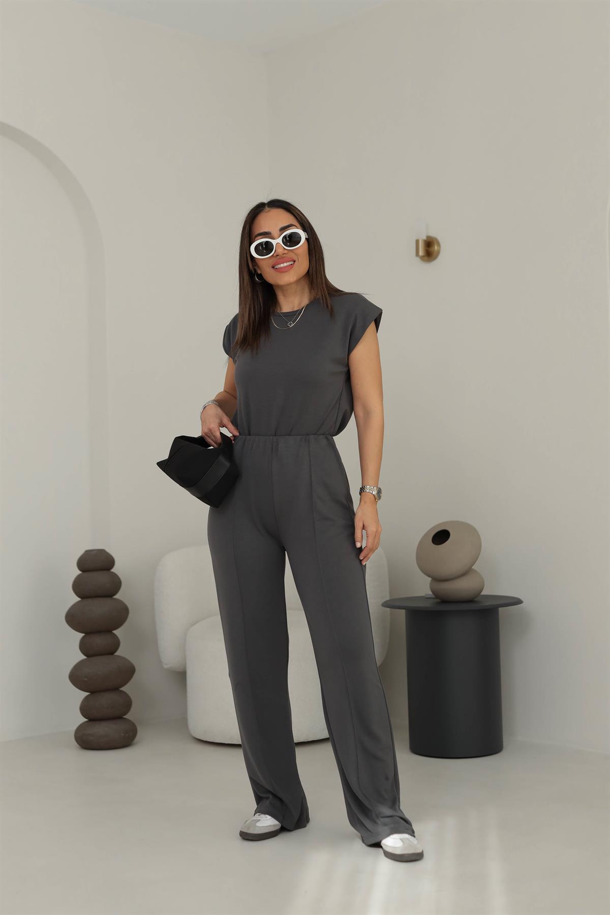 1328 Modal Kumaş Kolsuz Rahat Takım ANTRASİT