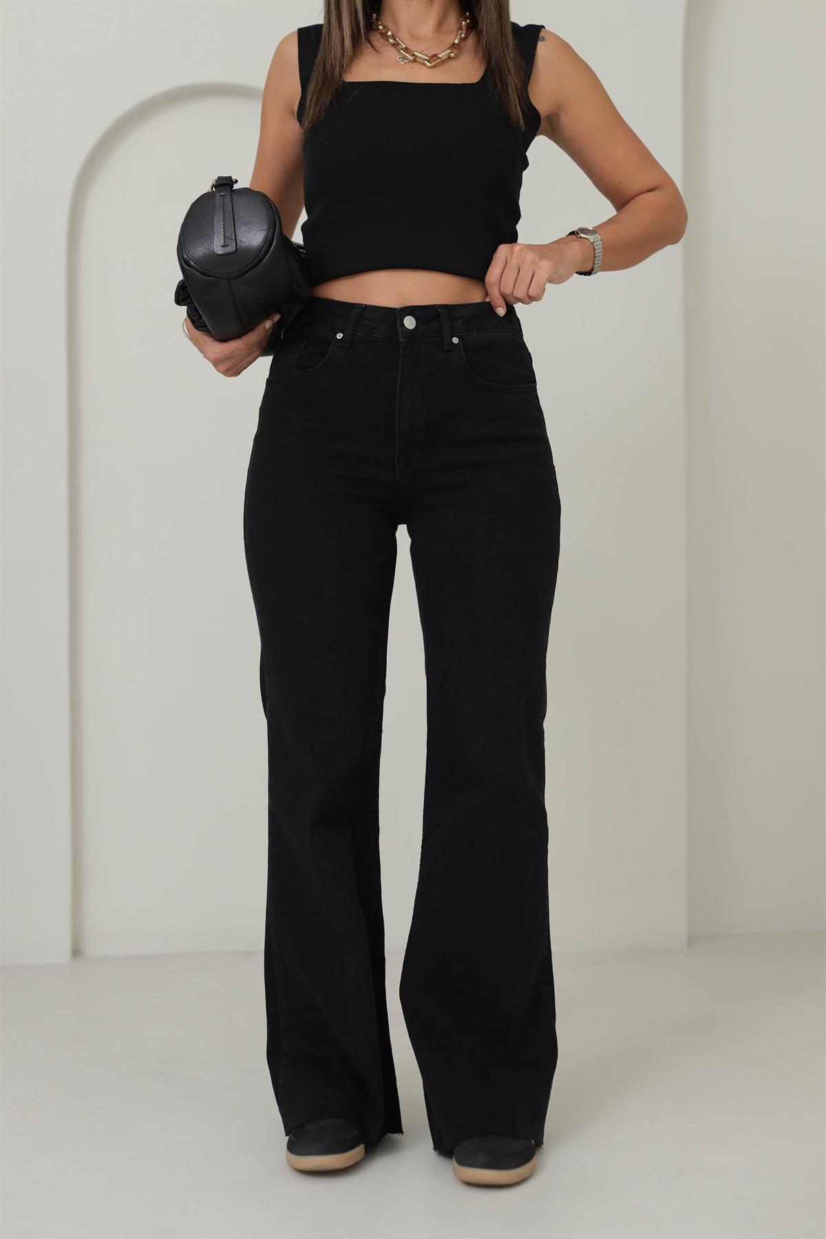 1462 Paça Ucu Dikişsiz Likralı Bol Pantolon