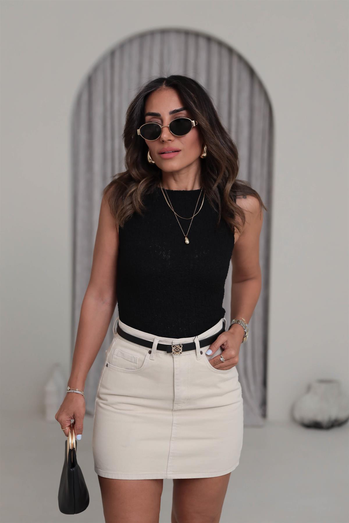 Mini Kot Etek AÇIK BEJ