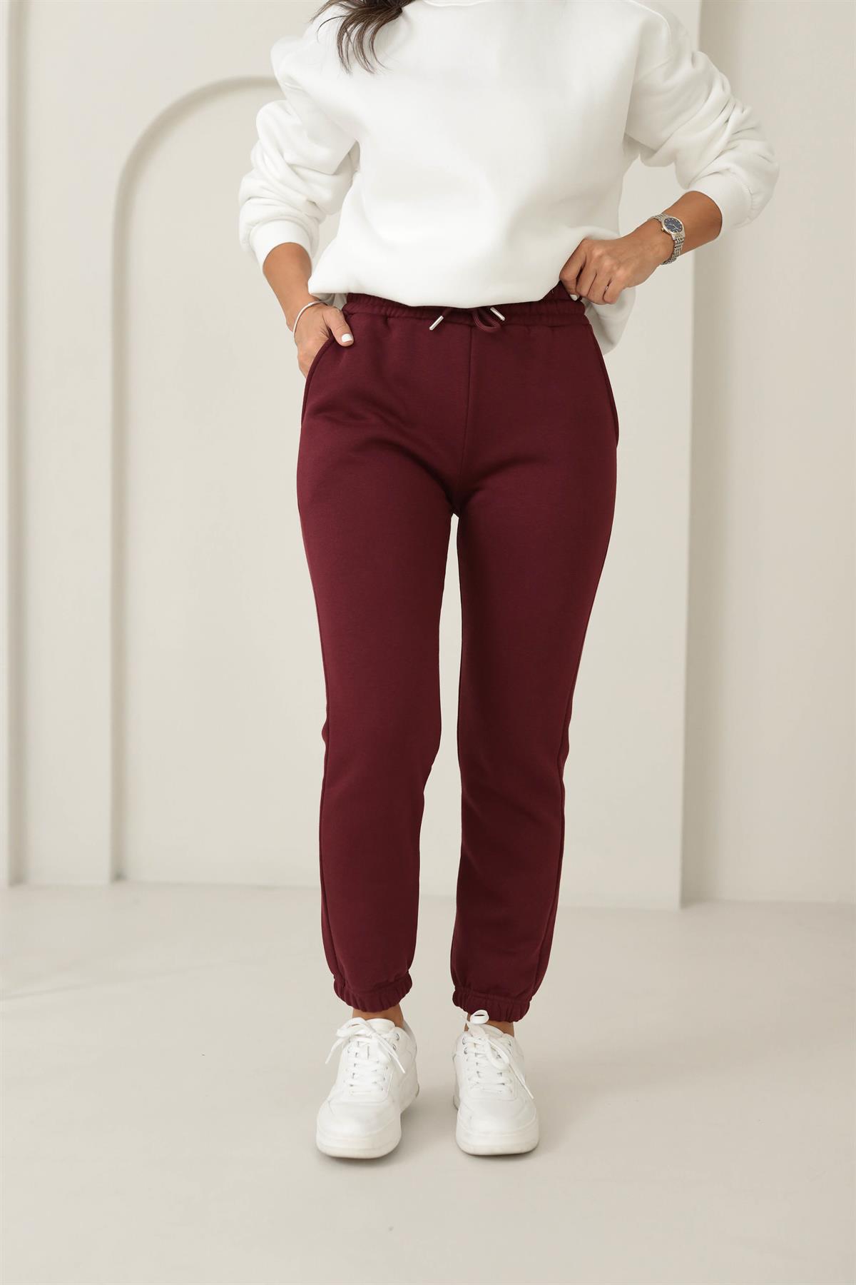 5574 Bel ve Paça Lastikli Eşofman Altı BORDO