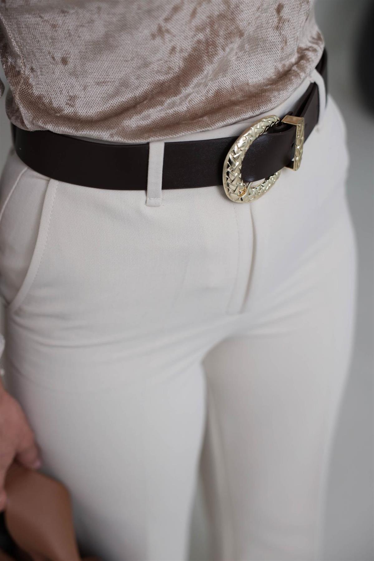 7038 Kemerli Palazzo Pantolon BEJ