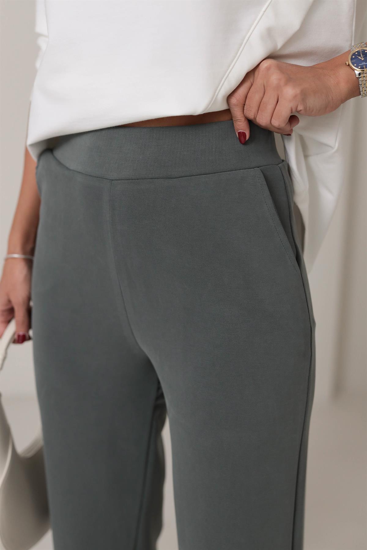 Modal Kumaş Palazzo Pantolon HAKİ YEŞİL
