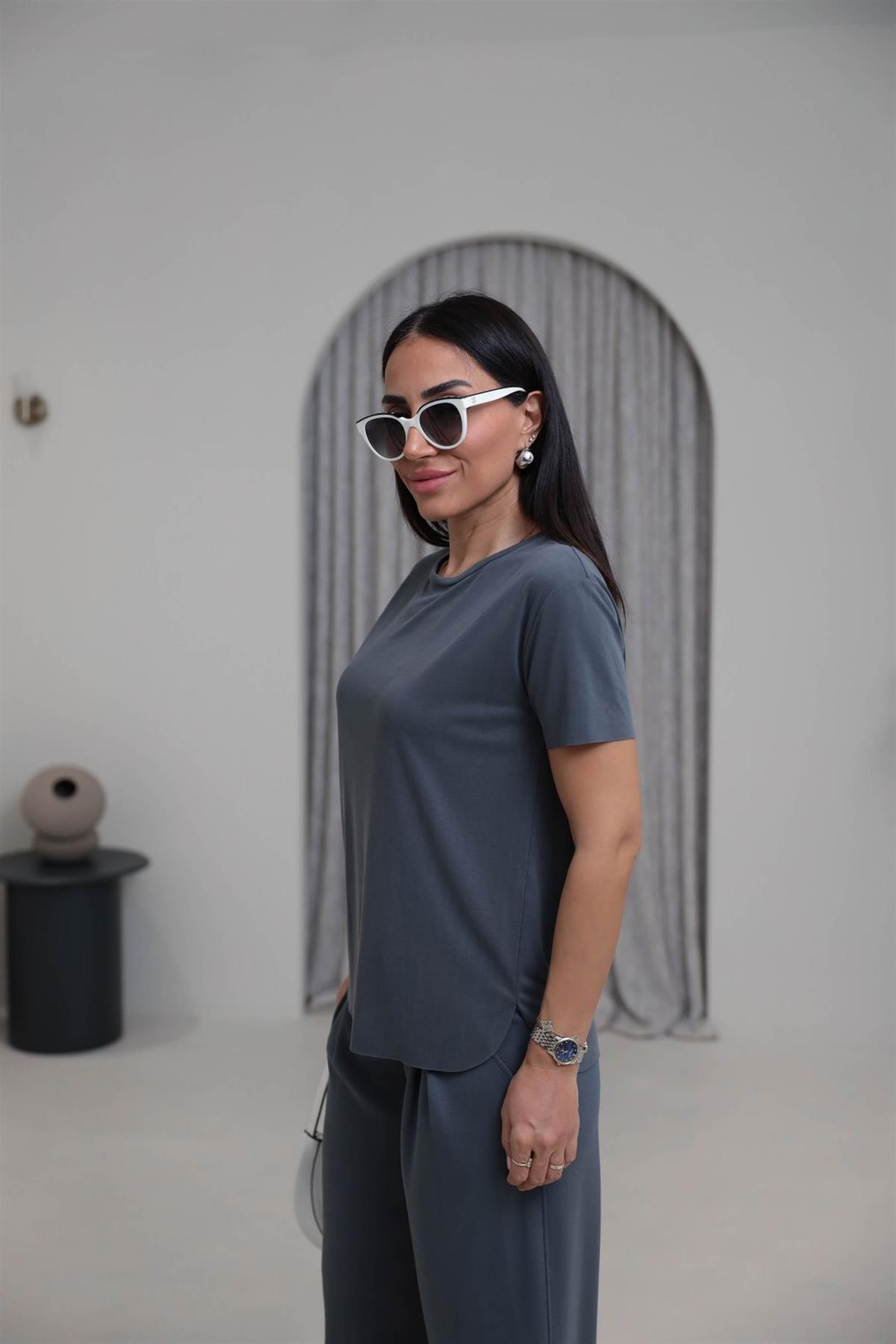 1020 Oys Lazer Kesikli Modal Tshirt ANTRASİT