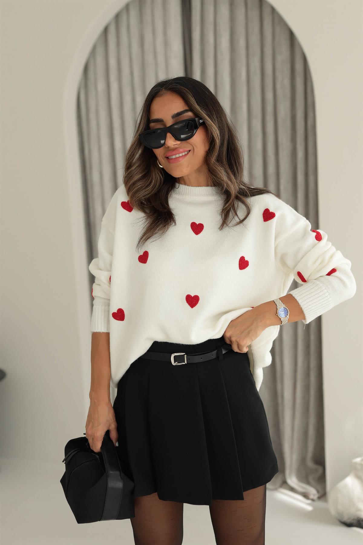 6374 Eteği Piliseli Kemerli Şort Etek