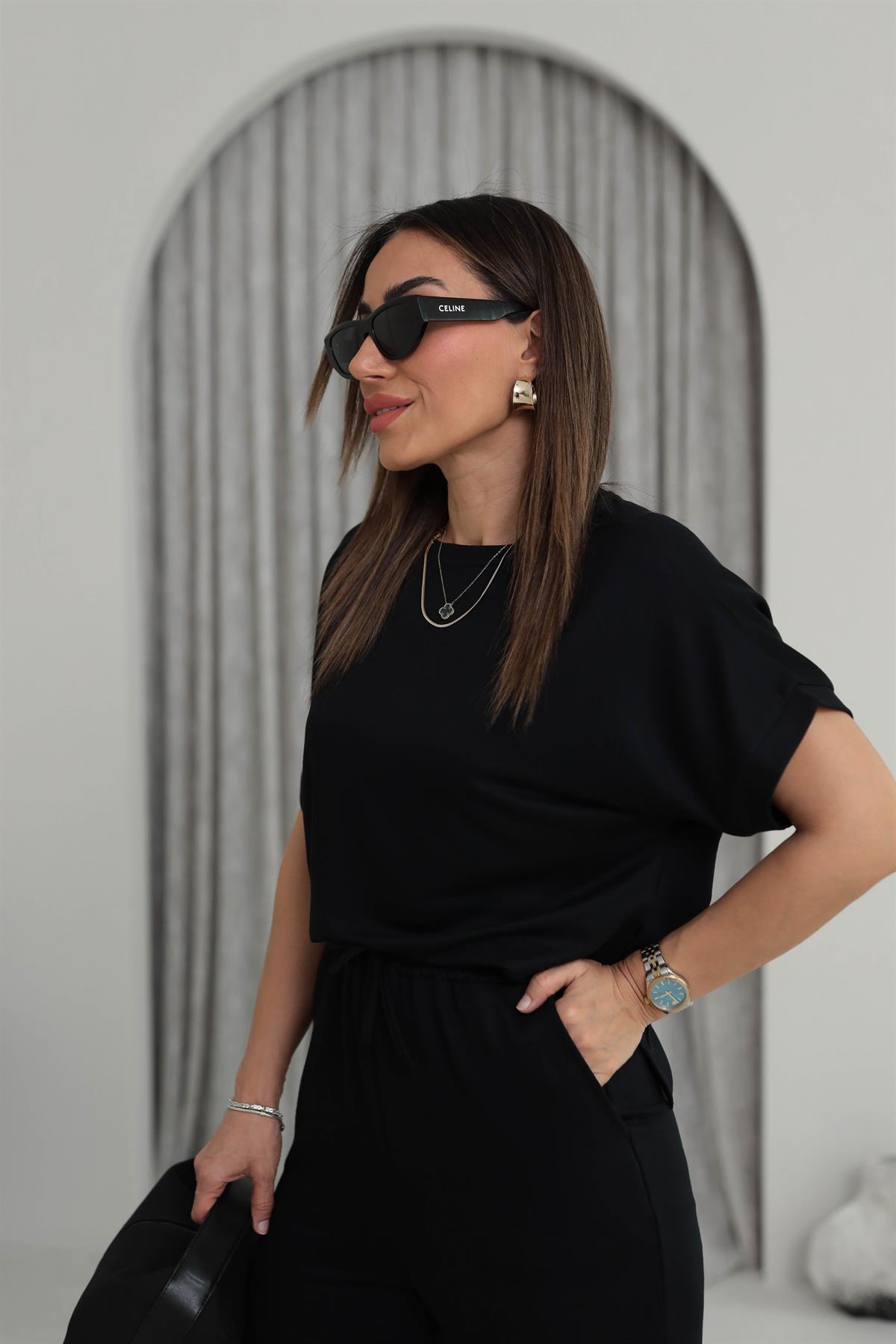 3183 Kısa Kol Modal Takım SİYAH