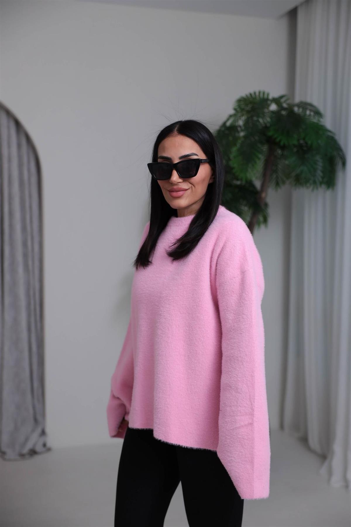 5256 Bisiklet Yaka Angora Triko PEMBE