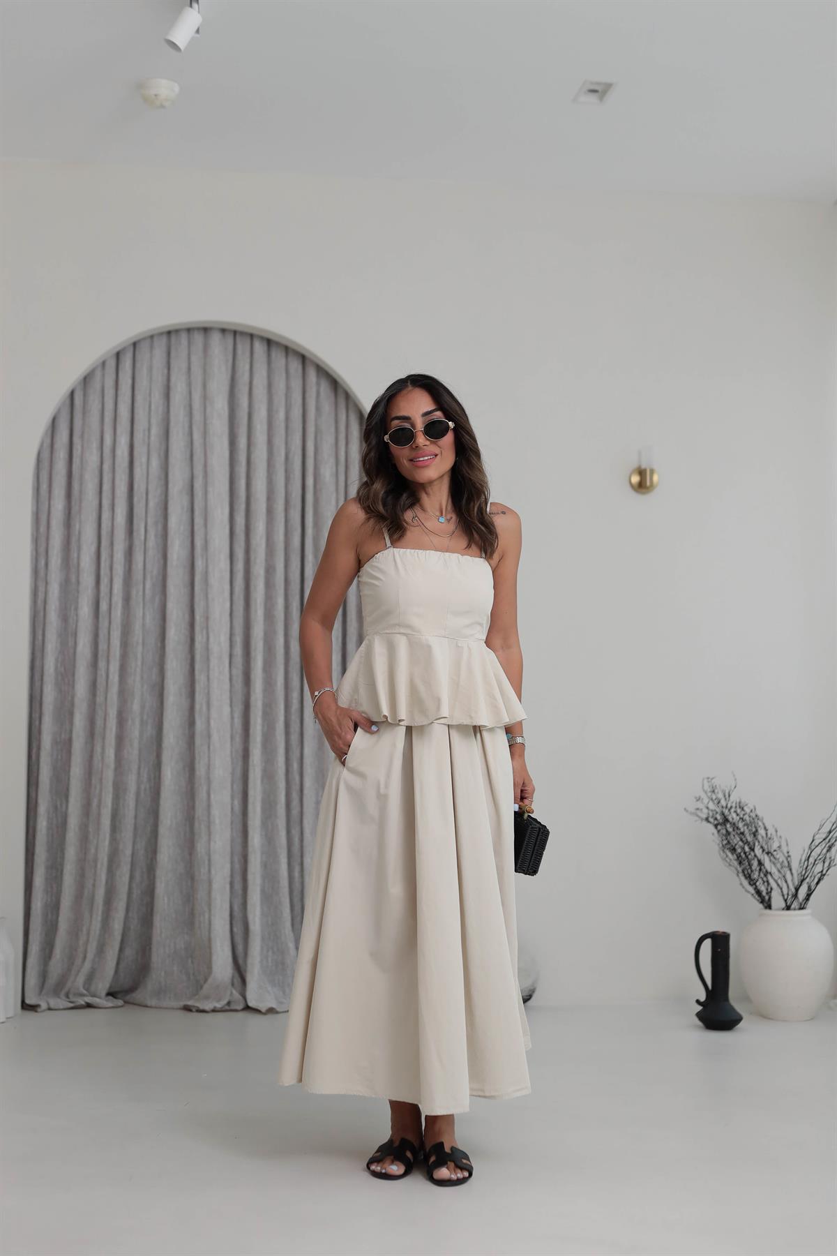 5002 Pamuklu Büstiyer Etek Takım TAŞ