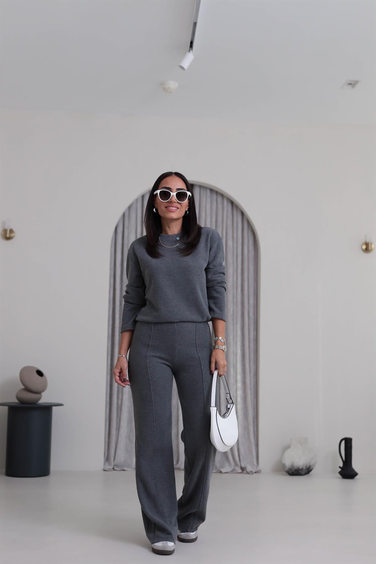 8432 Bisiklet Yaka Selanik Kumaş Takım ANTRASİT