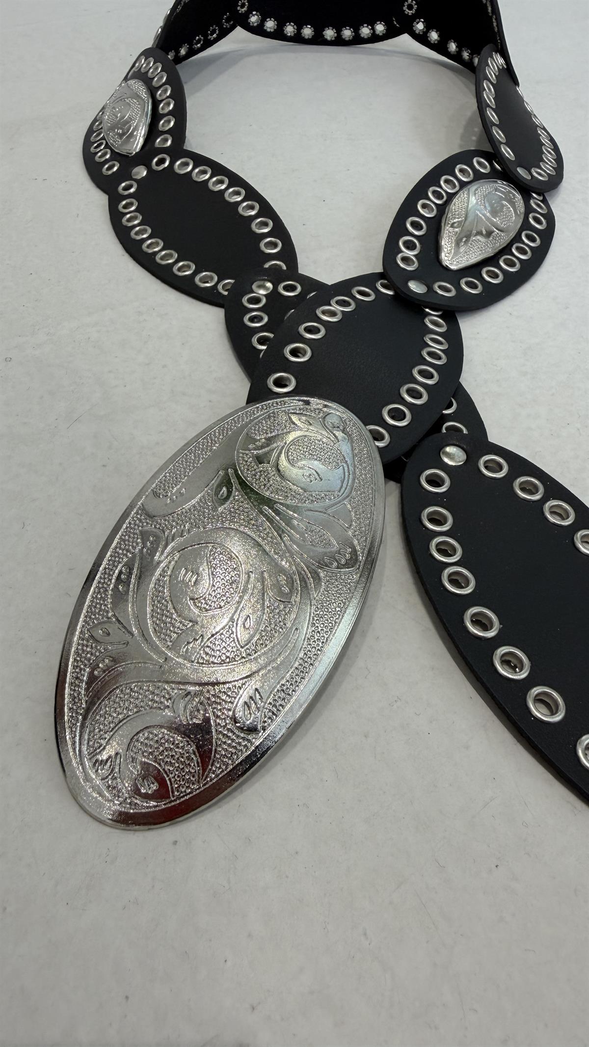 2683 ZR Motifli KuşGözü Detaylı Kemer SİYAH-GÜMÜŞ