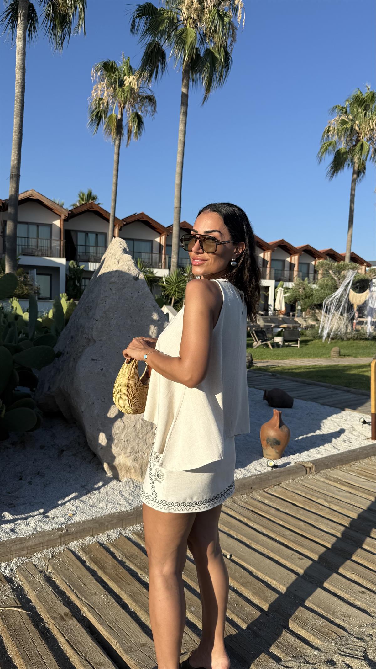 0004 Keten Salaş Asimetrik Bluz NATURAL