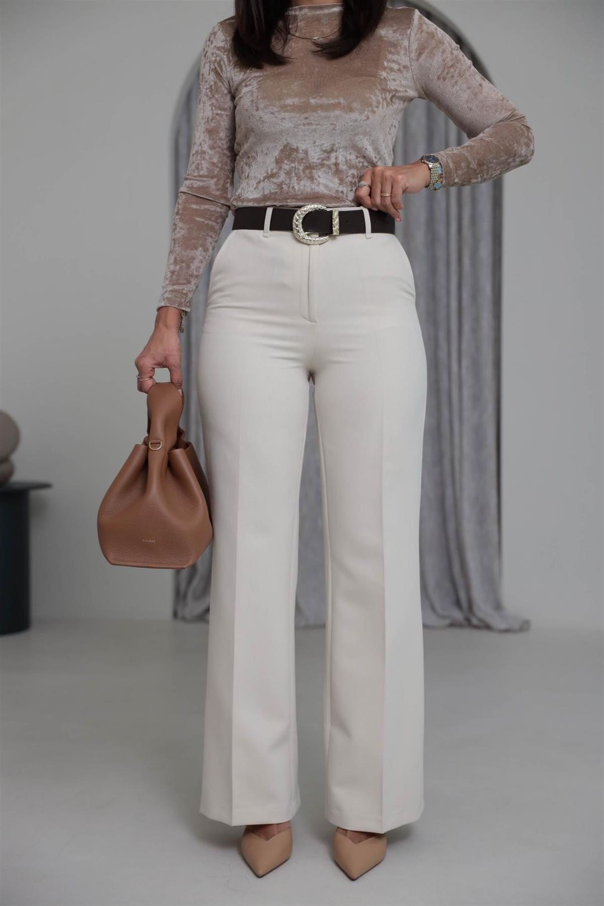 7038 Kemerli Palazzo Pantolon BEJ