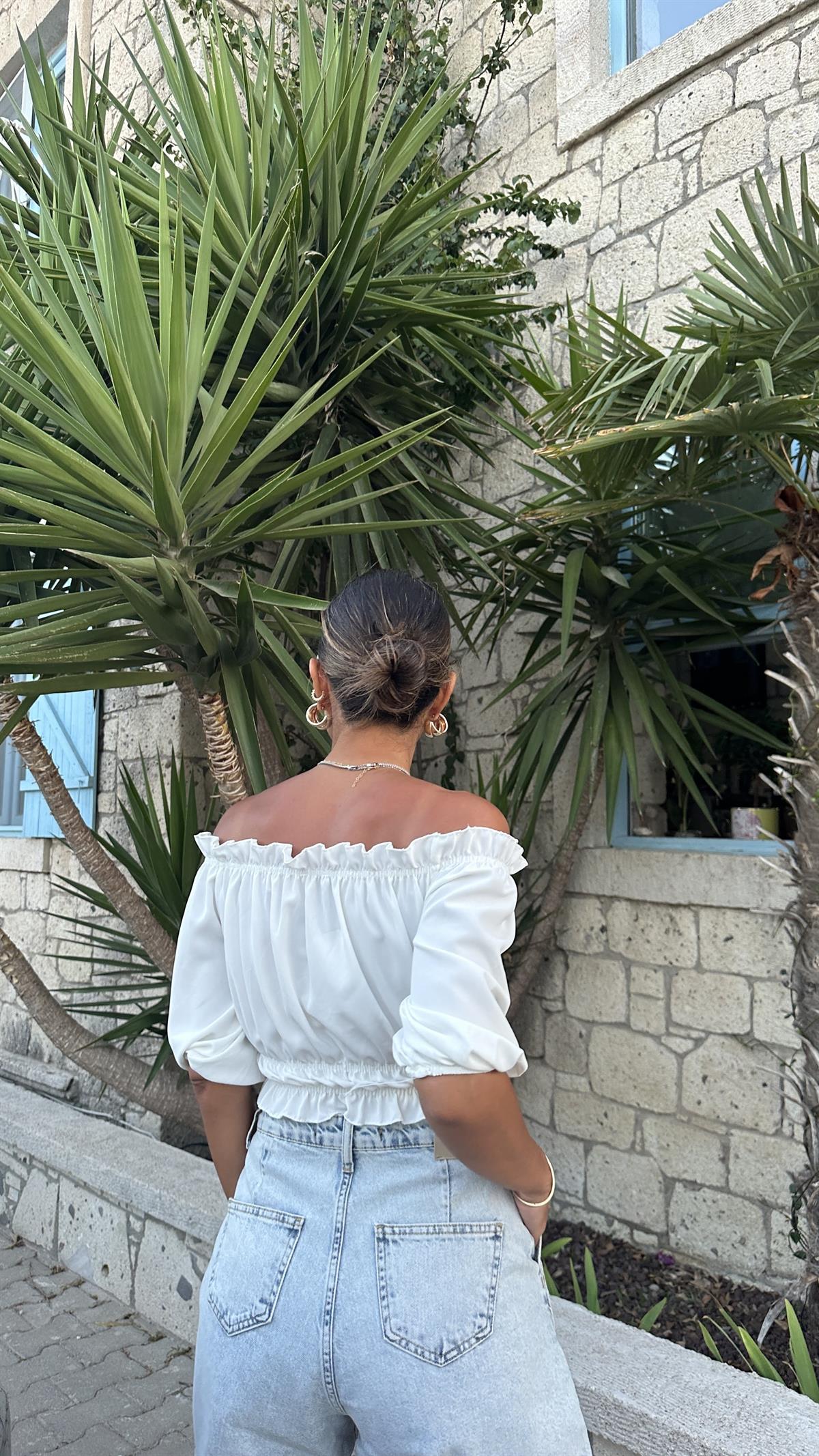 4580 Jessica Kumaş Önü Büzgülü Bluz