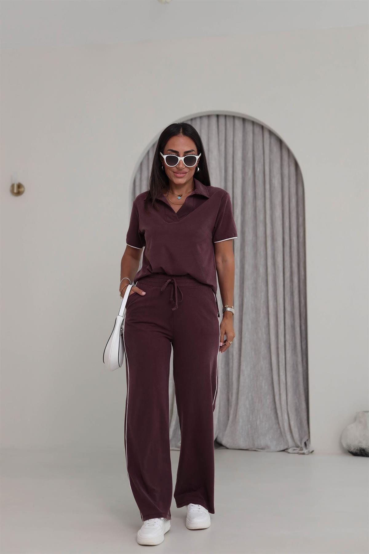 Polo Yaka Biyeli Pike Modal Takım MÜRDÜM