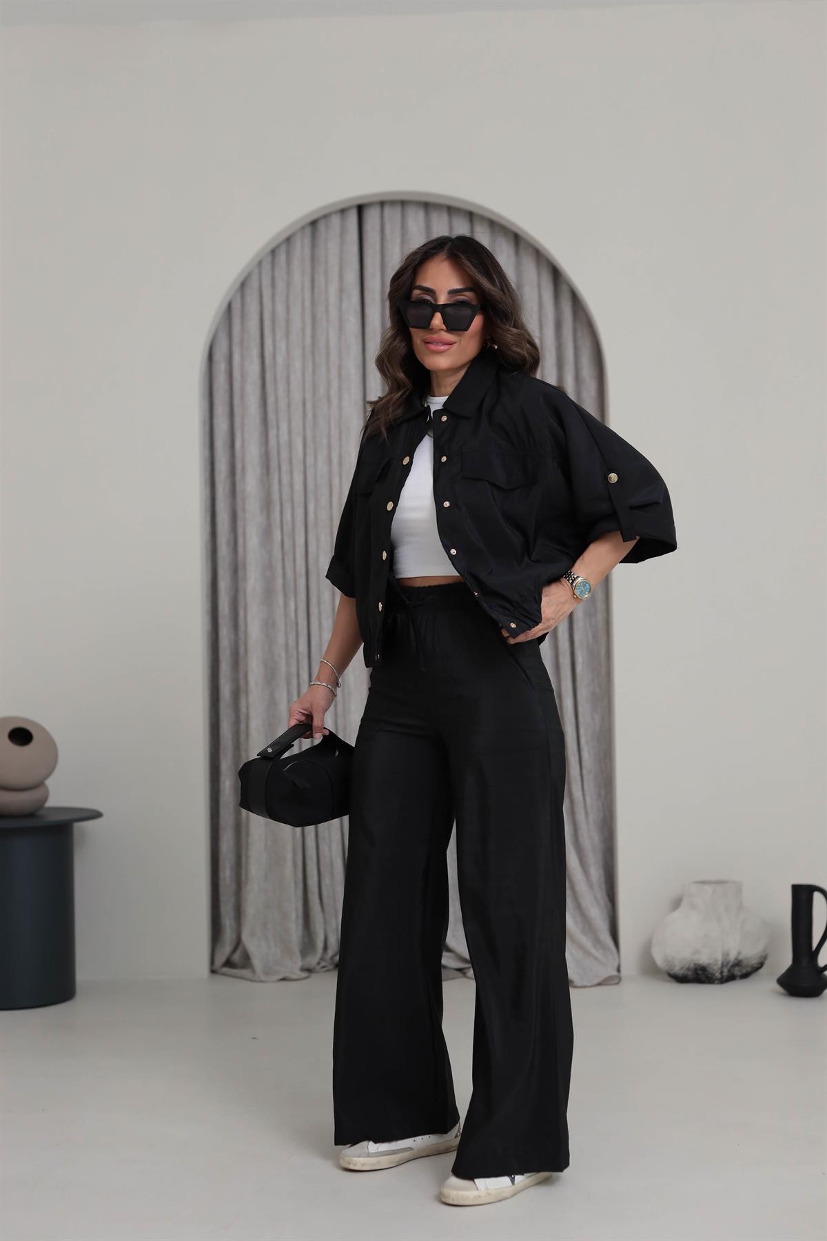 7010 Bel Lastikli Rahat Pantolon SİYAH