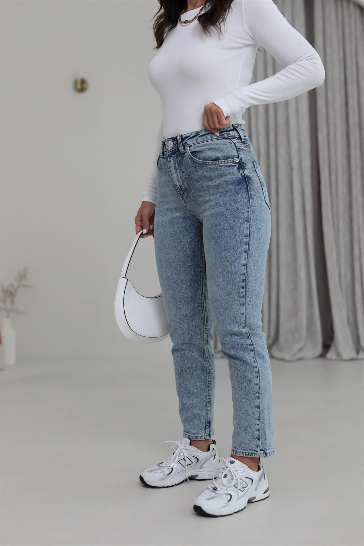 1419 ZA Likralı Mom Jean AÇIK MAVİ