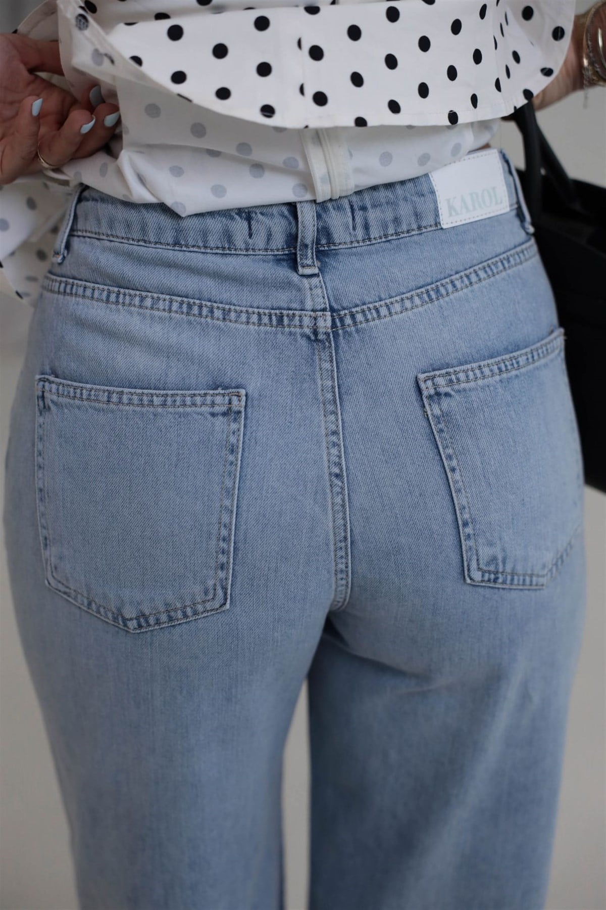 6823 Tencel Denim Bol Kalıp Pantolon AÇIK MAVİ