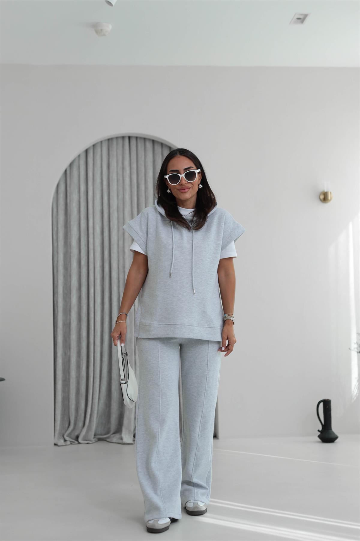 2030 Kapşonlu Kısa Kol Selanik Takım GRİ