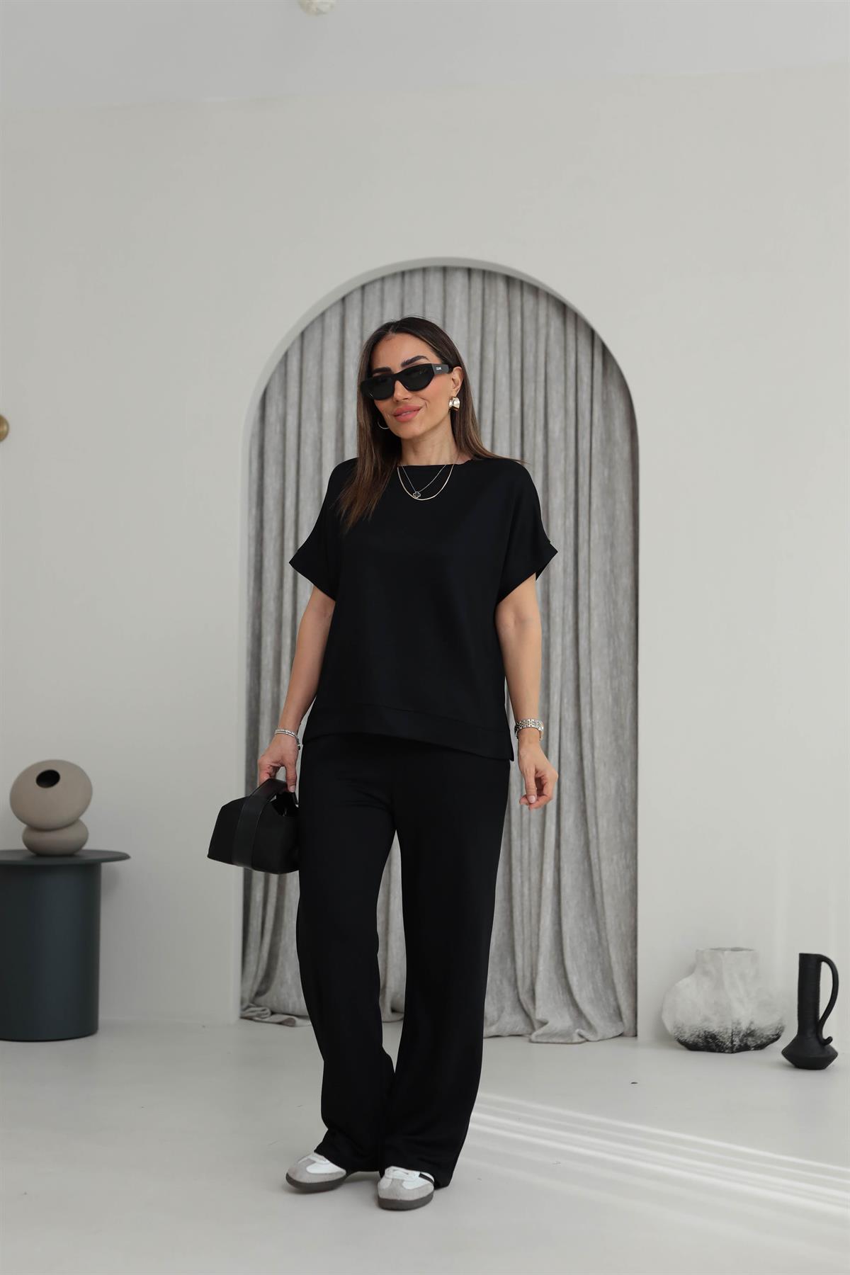 3183 Kısa Kol Modal Takım SİYAH