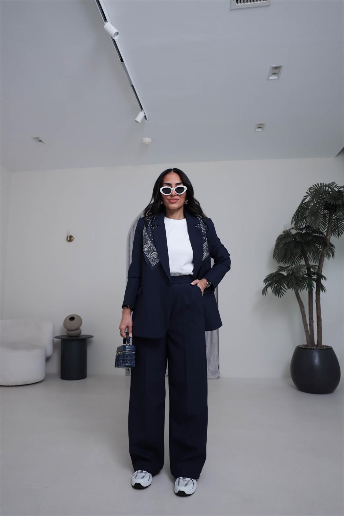 3869 Çift Pilili Kumaş Pantolon LACİVERT