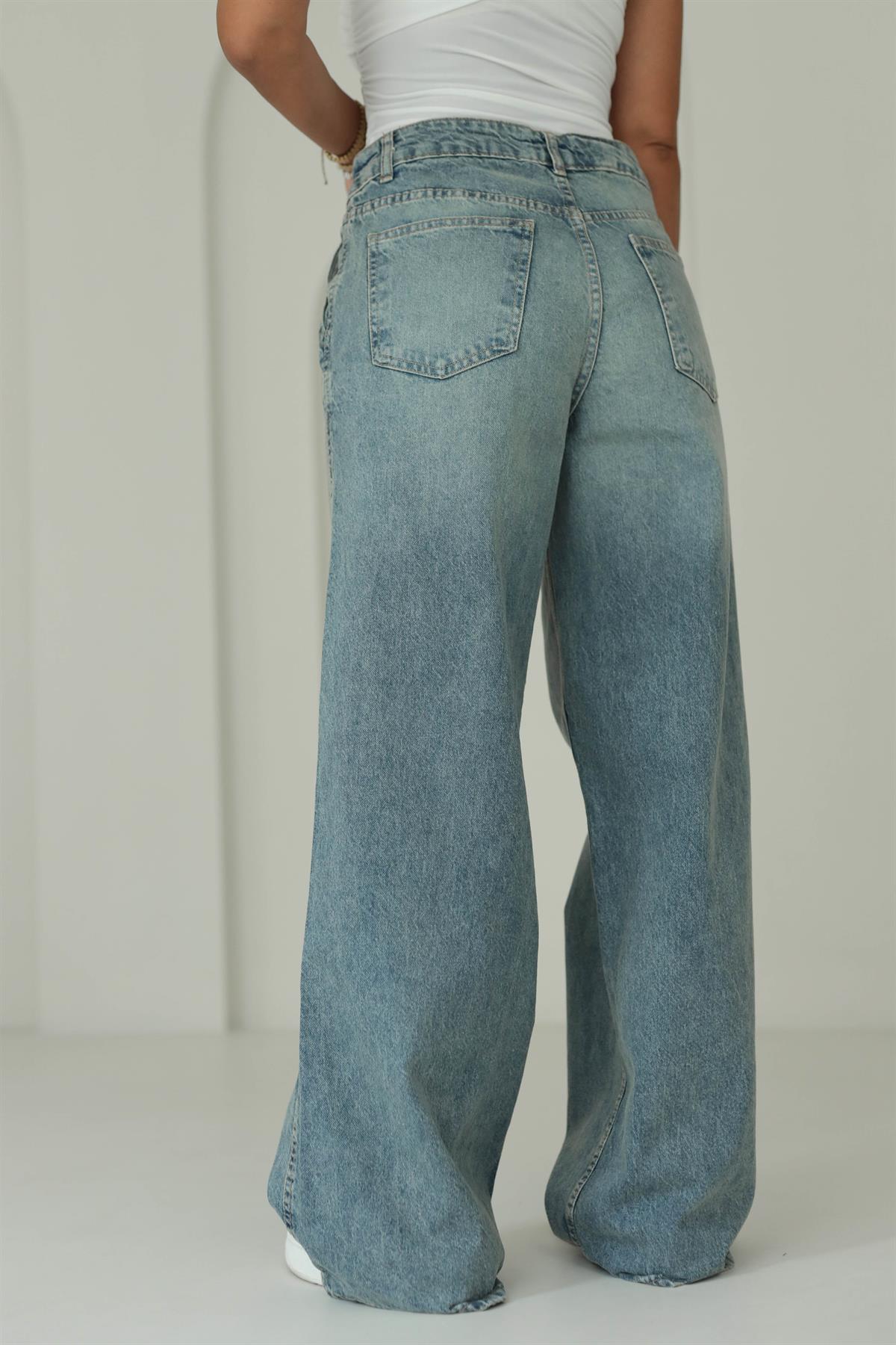 Eskitmeli Baggy Jean MAVİ