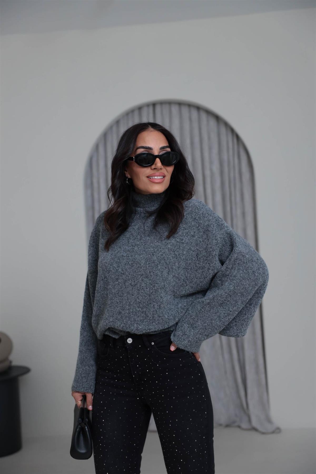 0817  Yarasa Kol Yarım Balıkçı Kazak ANTRASİT