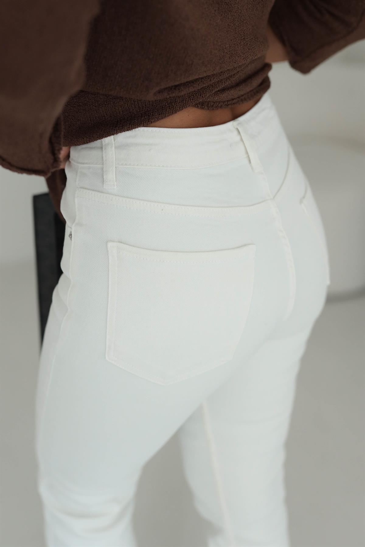 ZA Lazer Kesikli Boyfit Jean EKRU