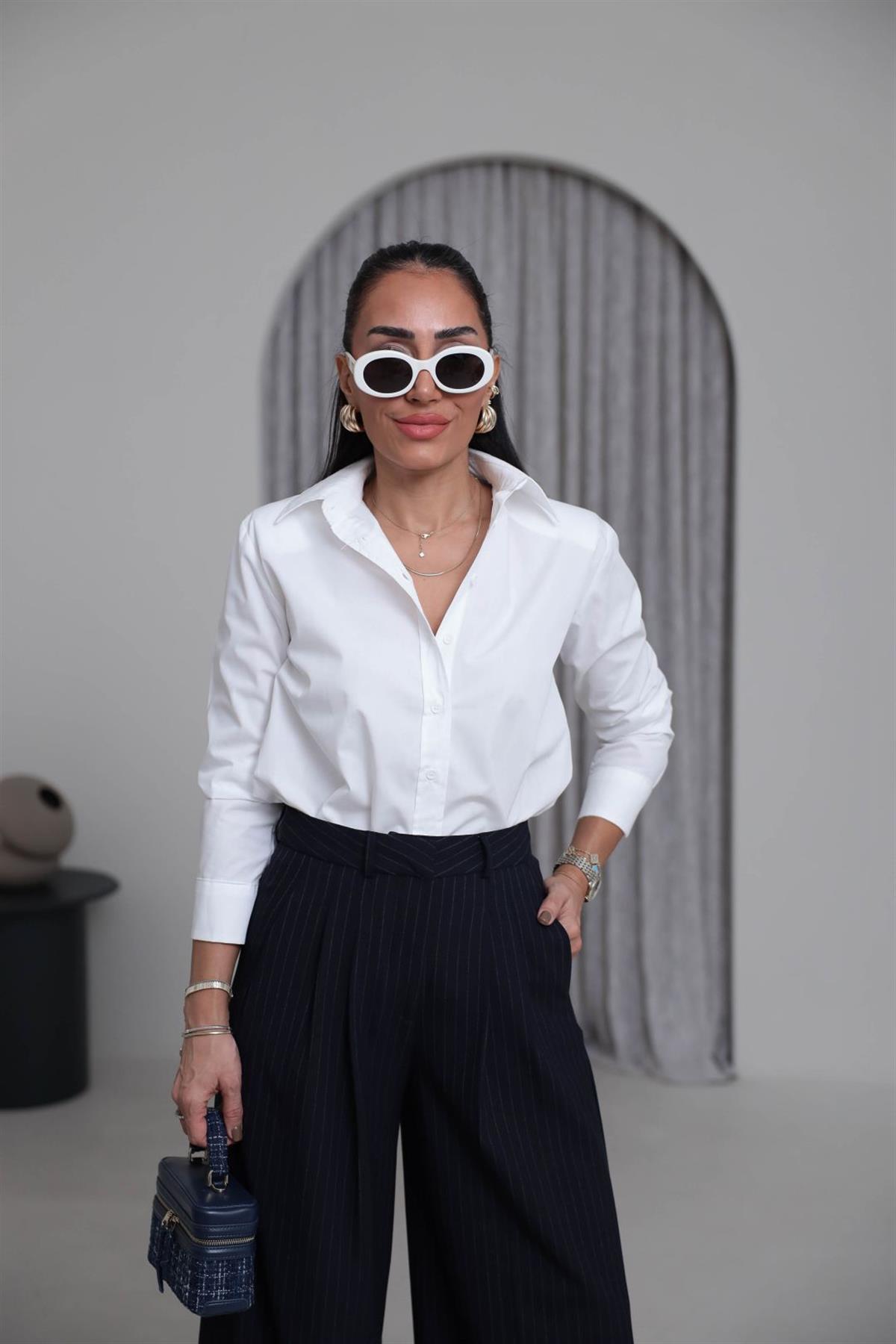 7100 Vatkalı Poplin Gömlek EKRU