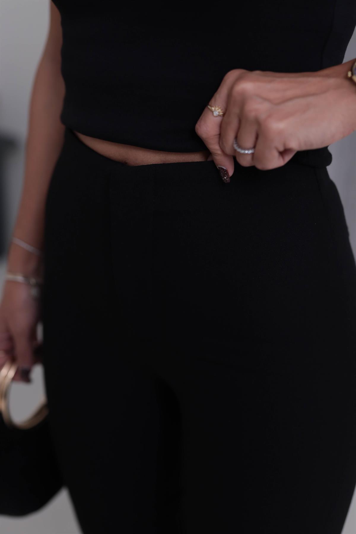 7049 İspanyol Paça Kumaş Pantolon SİYAH