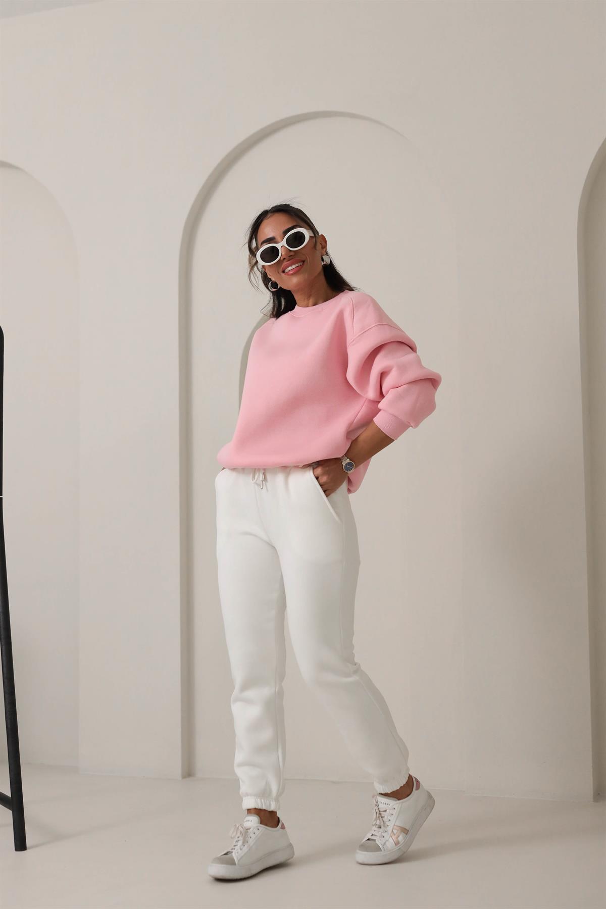 134 Bisiklet Yaka İplik Şardonlu Sweatshirt