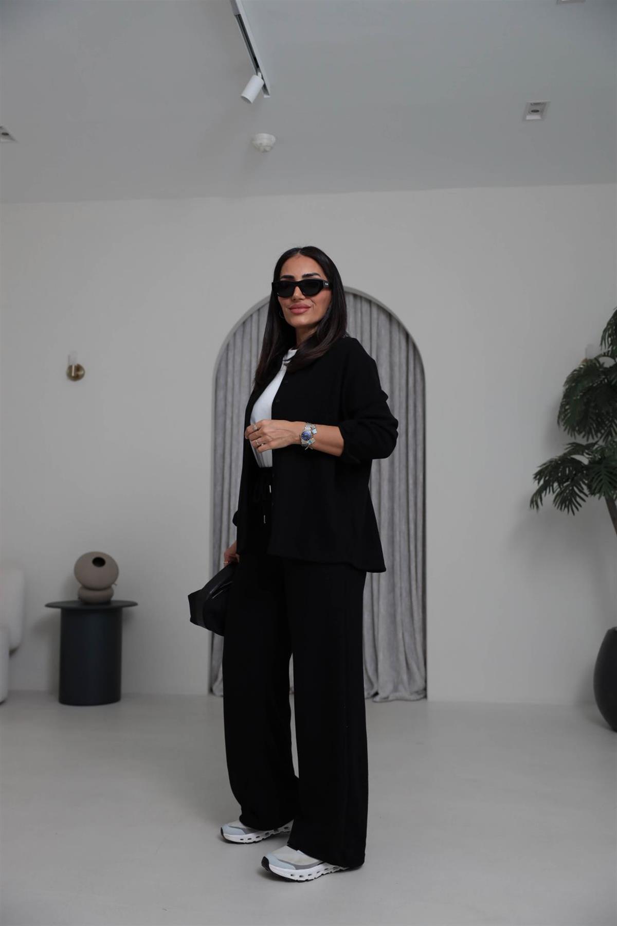 2241 Selanik Kumaş Gömlekli Takım SİYAH