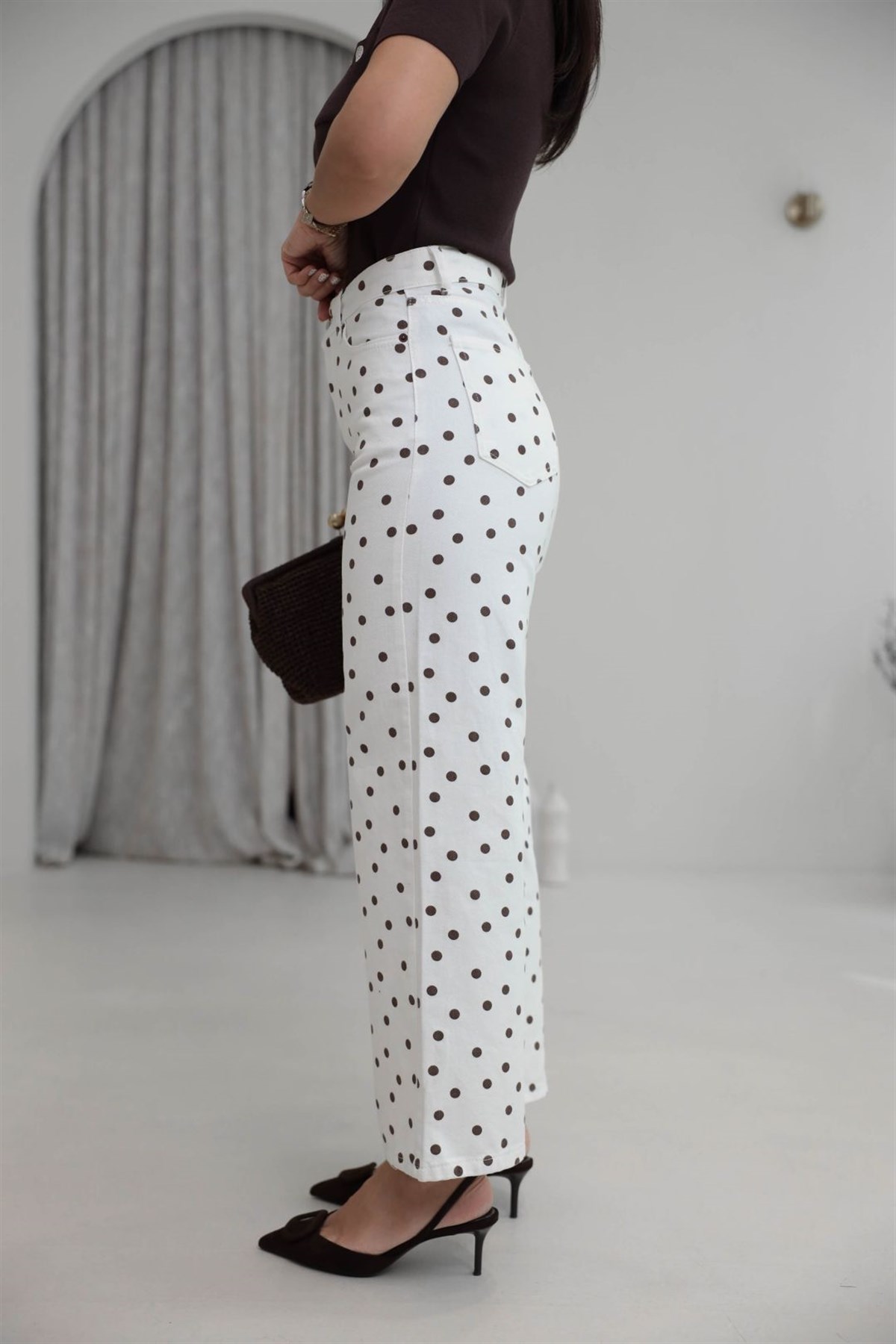 2620 Puantiyeli Wide Leg Jean EKRU