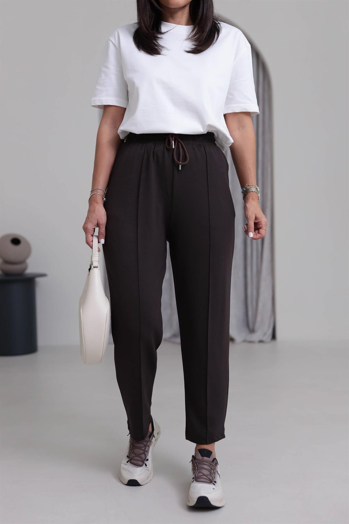 8007 Çimalı Eşofman Altı KAHVE