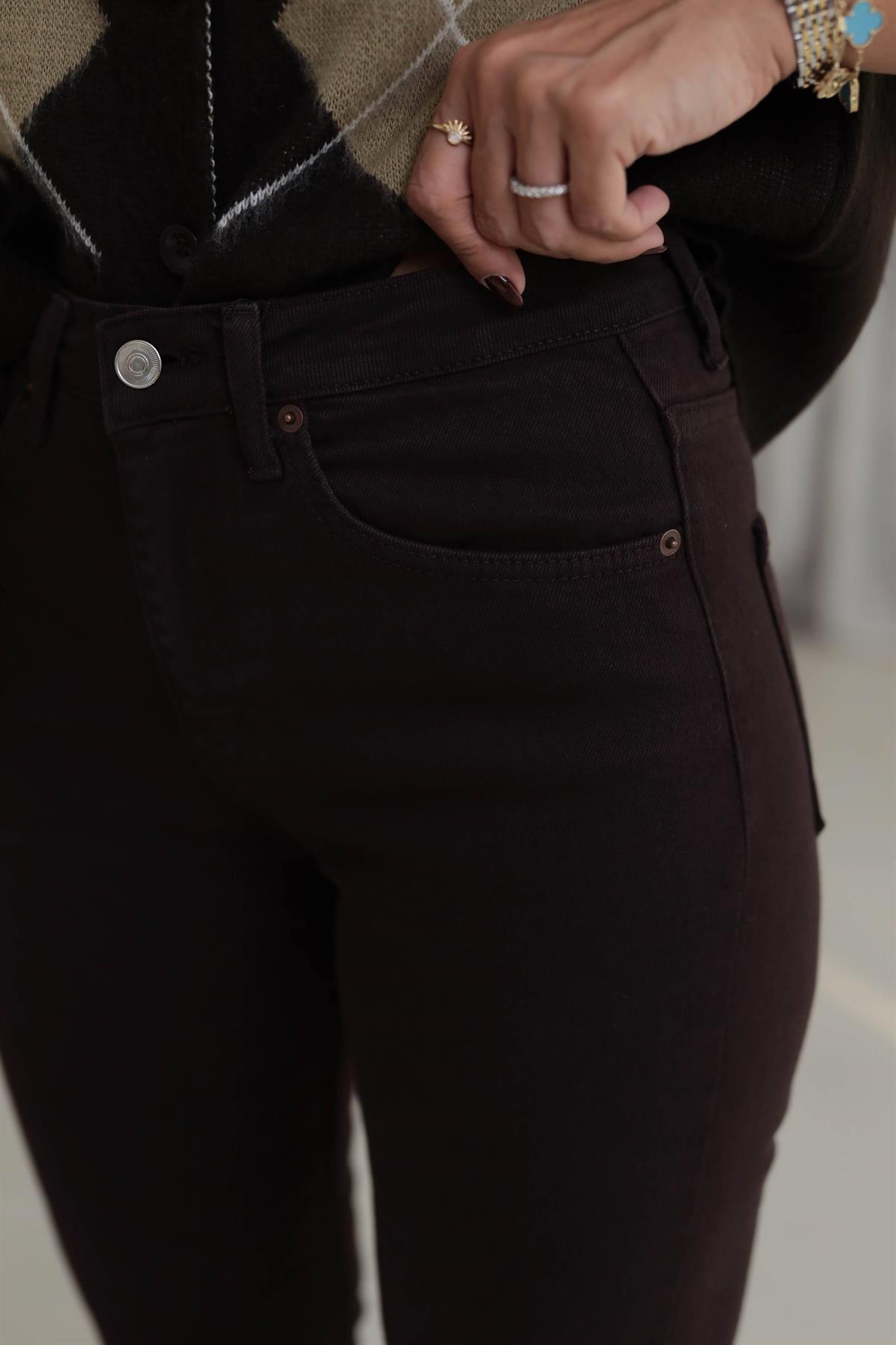 ZA Lazer Kesikli Boyfit Jean ACI KAHVE