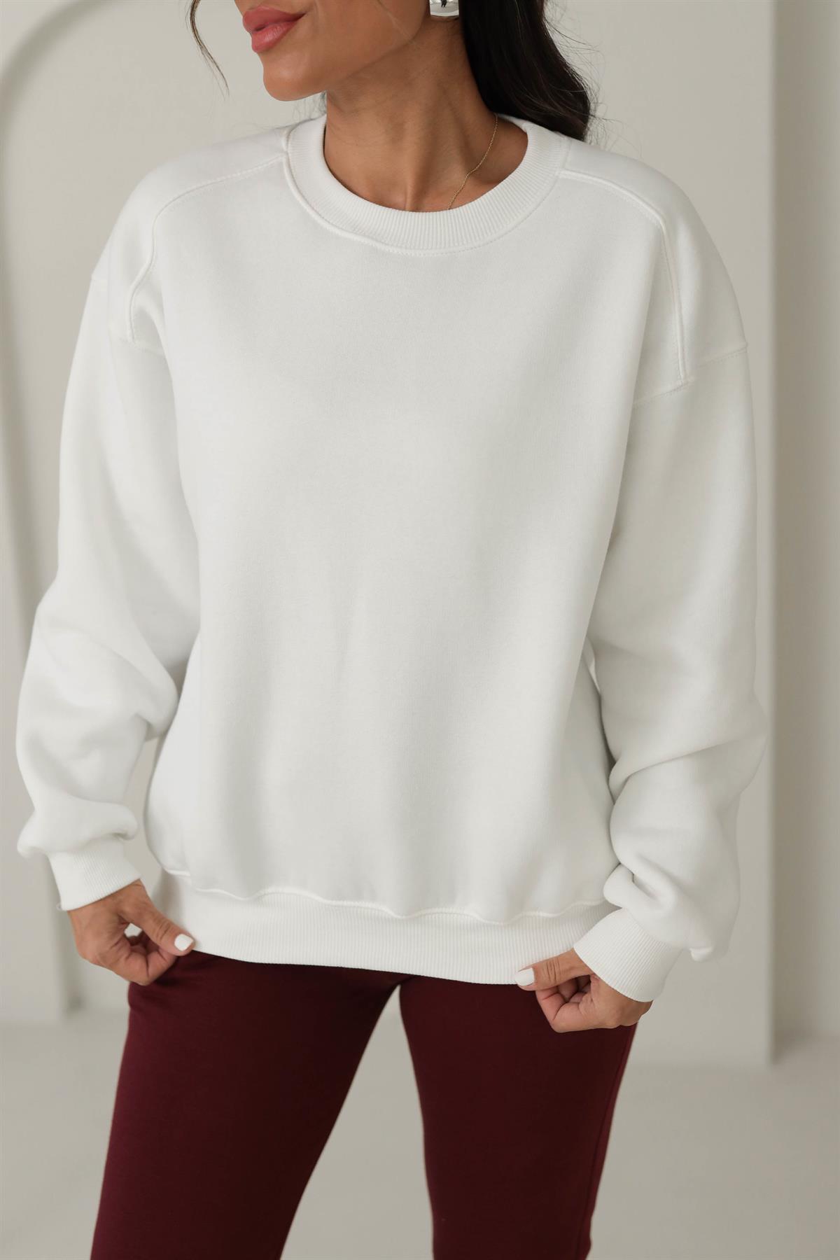 134 Bisiklet Yaka İplik Şardonlu Sweatshirt