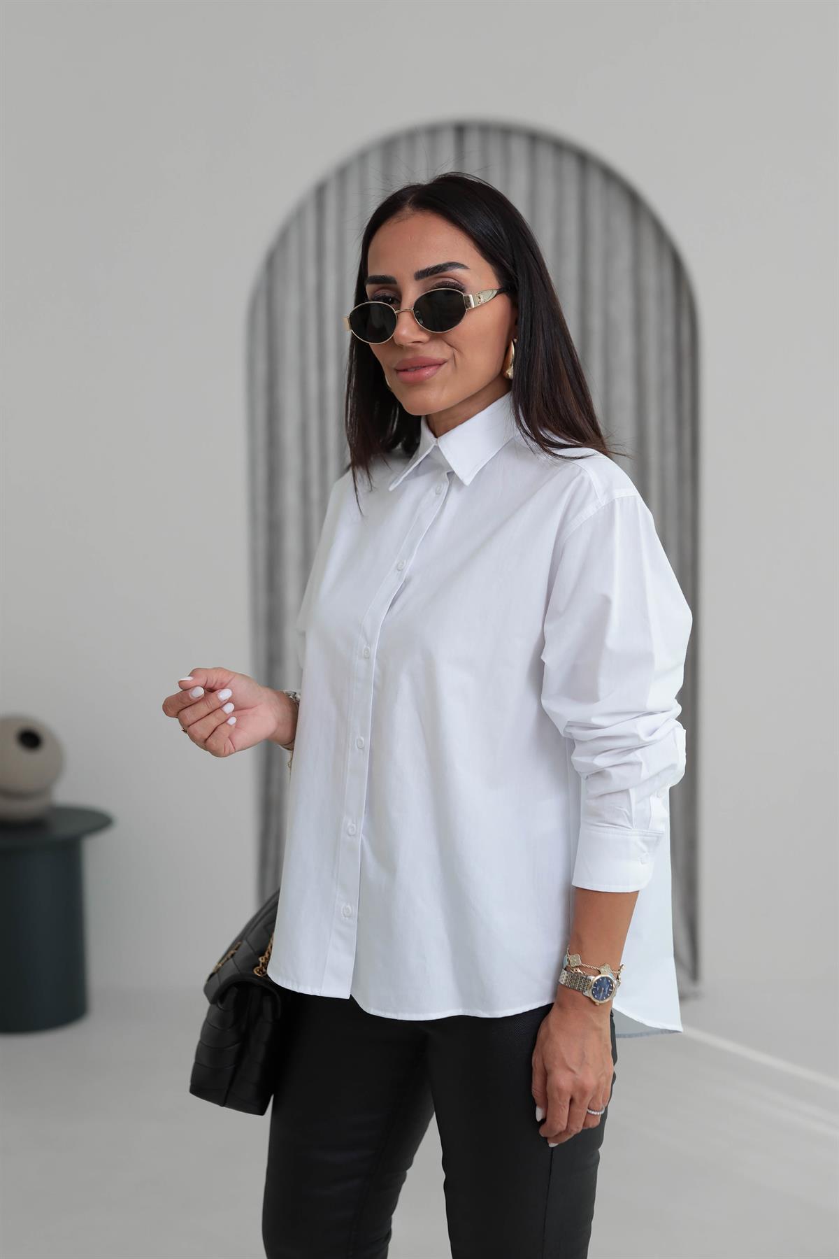 6985 Basic Pamuklu Gömlek BEYAZ