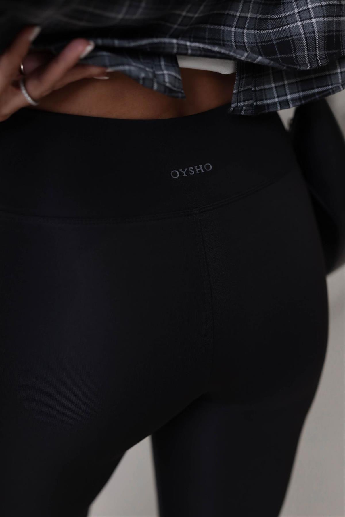 050 Oys Yüksek Bel Şardonlu Tayt SİYAH