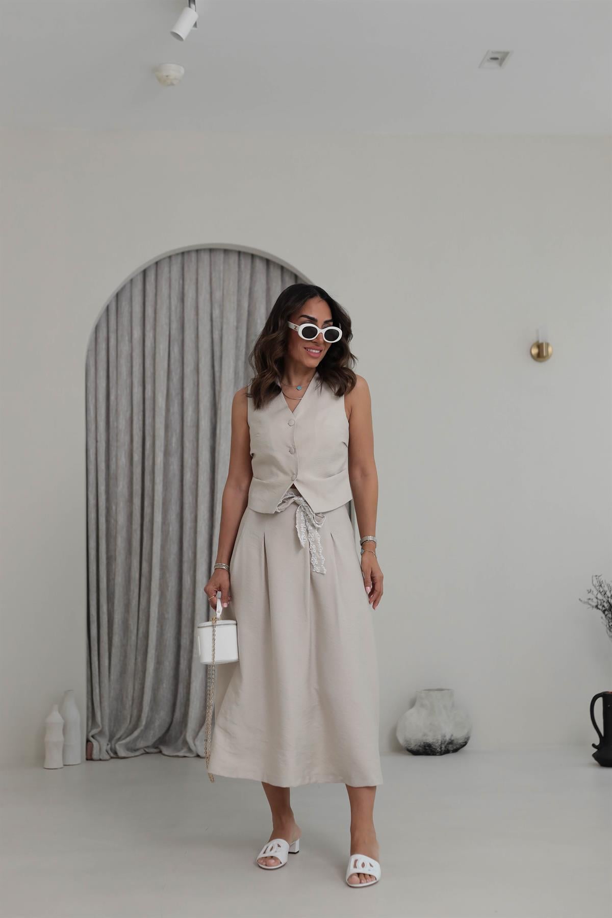 0275 Pensli Yelek & Etek Takım NATURAL