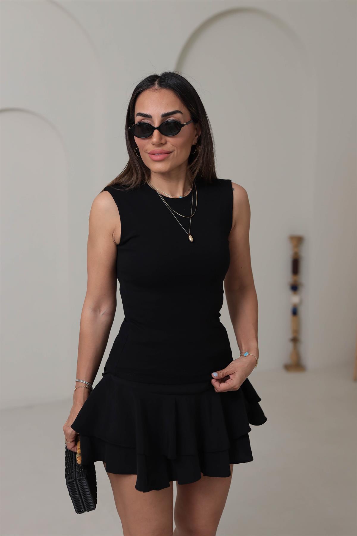 6776 Sıfır Kol Pamuklu Atlet SİYAH